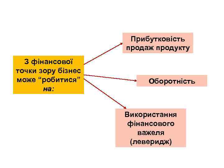 Прибутковість продаж продукту З фінансової точки зору бізнес може “робитися” на: Оборотність Використання фінансового