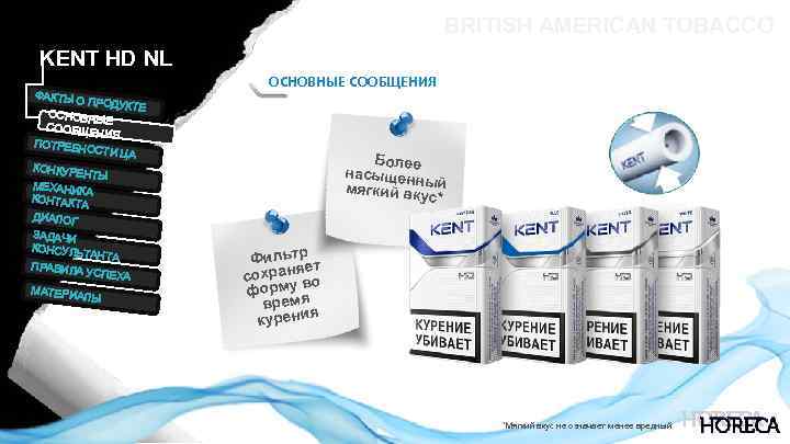 BRITISH AMERICAN TOBACCO KENT HD NL ФАКТЫ О ОСНОВНЫЕ СООБЩЕНИЯ ПРОДУКТ Е ОСНОВН ЫЕ