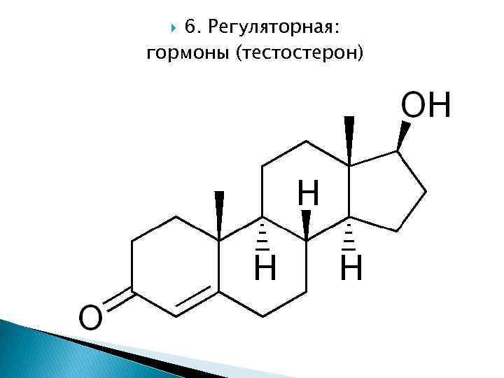 6. Регуляторная: гормоны (тестостерон) 
