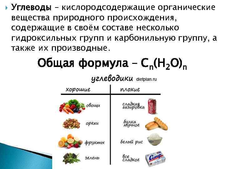  Углеводы – кислородсодержащие органические вещества природного происхождения, содержащие в своём составе несколько гидроксильных