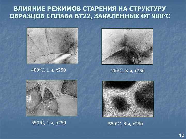 ВЛИЯНИЕ РЕЖИМОВ СТАРЕНИЯ НА СТРУКТУРУ ОБРАЗЦОВ СПЛАВА ВТ 22, ЗАКАЛЕННЫХ ОТ 900 С 400