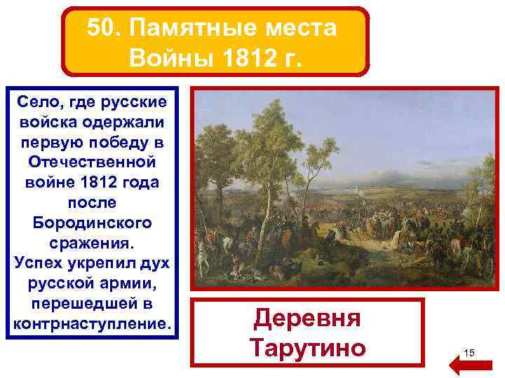 50. Памятные места Войны 1812 г. Село, где русские войска одержали первую победу в