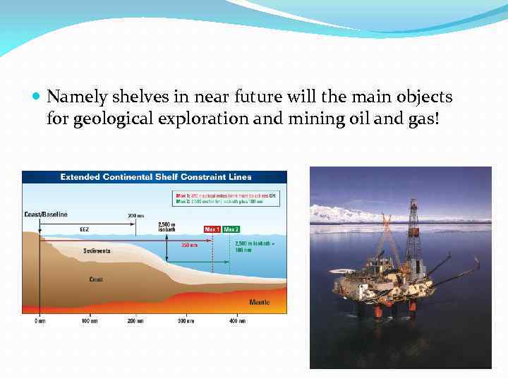  Namely shelves in near future will the main objects for geological exploration and