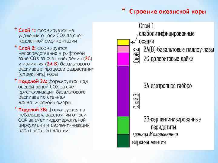 * * Слой 1: формируется на удалении от оси СОХ за счет медленной седиментации