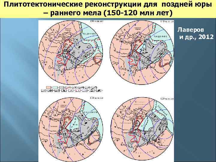 Плитотектонические реконструкции для поздней юры – раннего мела (150 -120 млн лет) Лаверов и