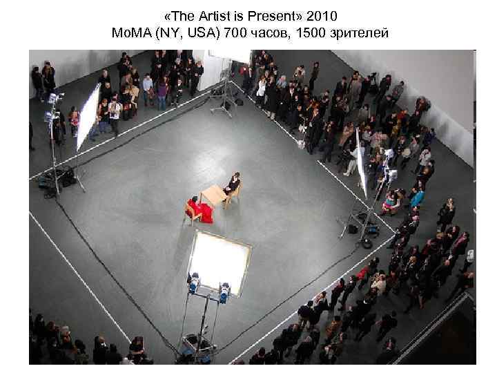  «The Artist is Present» 2010 Мо. МА (NY, USA) 700 часов, 1500 зрителей