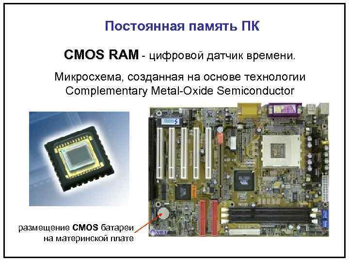 Постоянная память ПК CMOS RAM - цифровой датчик времени. Микросхема, созданная на основе технологии