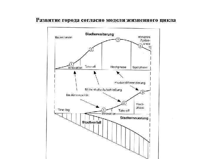 Развитие города согласно модели жизненного цикла 
