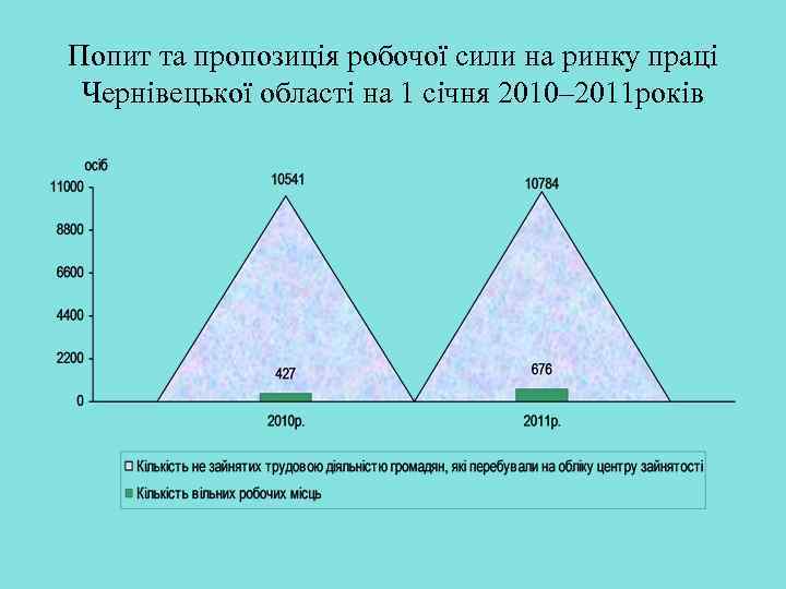 Попит та пропозиція робочої сили на ринку праці Чернівецької області на 1 січня 2010–