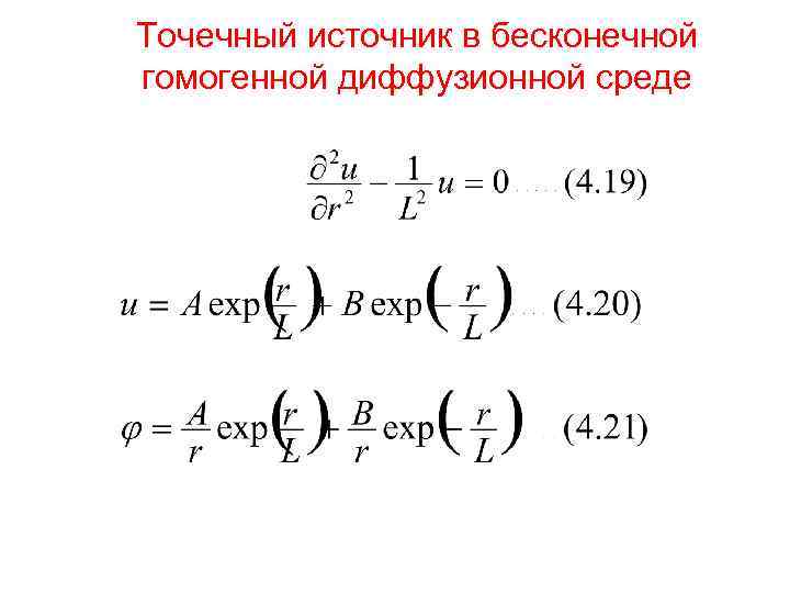 Точечный источник в бесконечной гомогенной диффузионной среде 