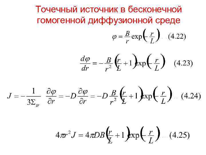 Точечный источник в бесконечной гомогенной диффузионной среде 