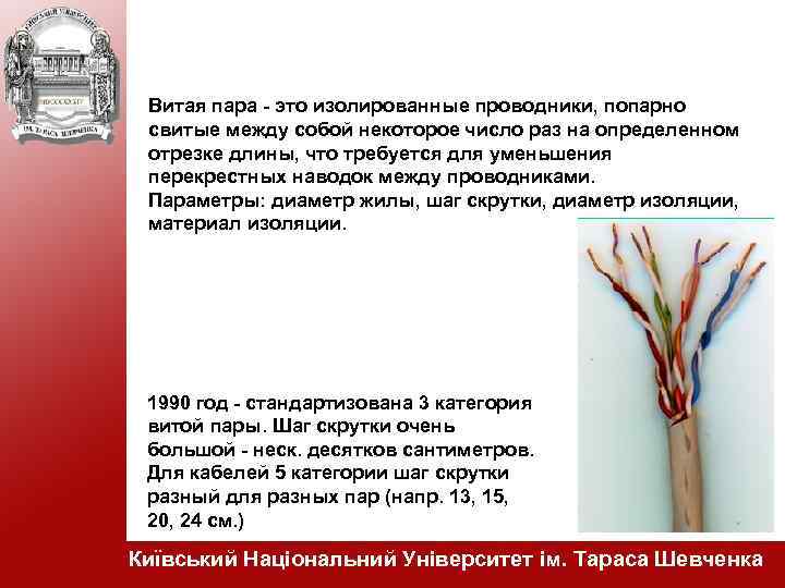 Витая пара - это изолированные проводники, попарно свитые между собой некоторое число раз на