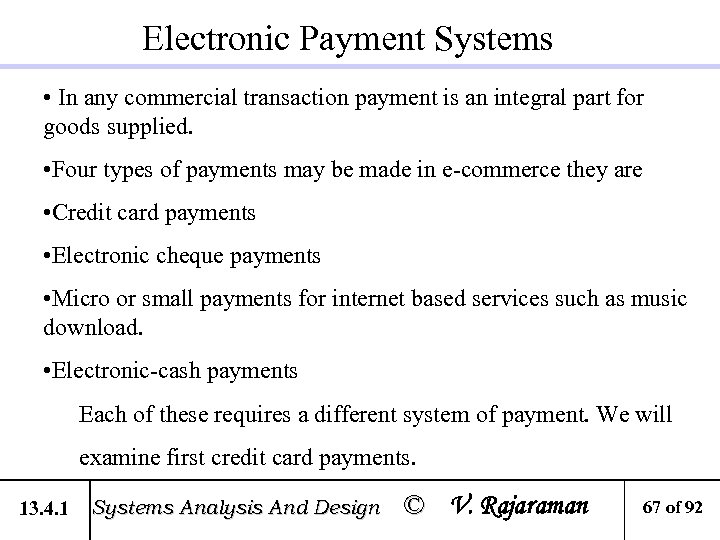 Electronic Payment Systems In Any Commercial Transaction