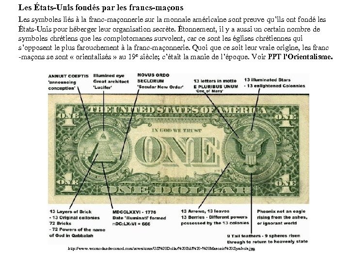 Les États-Unis fondés par les francs-maçons Les symboles liés à la franc-maçonnerie sur la