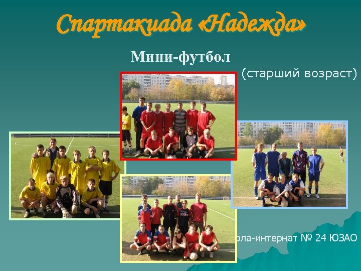 Спартакиада «Надежда» Мини-футбол (старший возраст) Школа-интернат № 24 ЮЗАО 