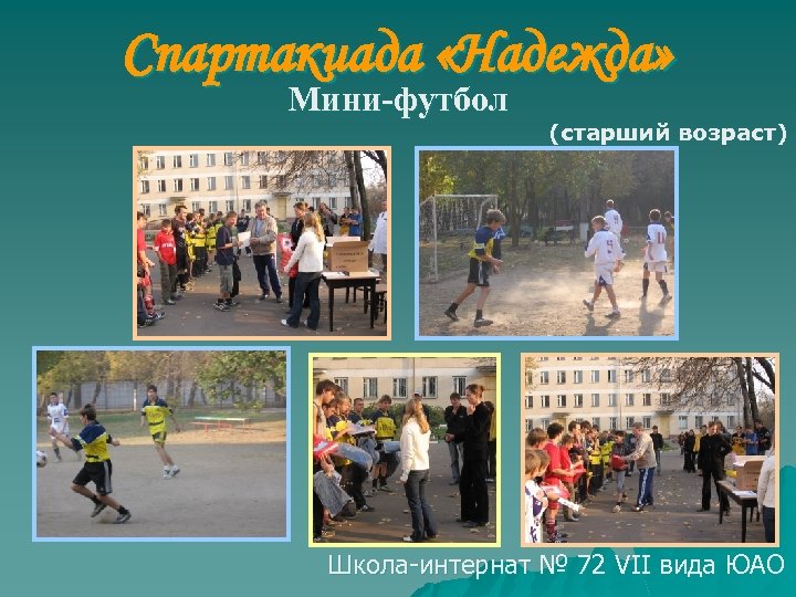 Спартакиада «Надежда» Мини-футбол (старший возраст) Школа-интернат № 72 VII вида ЮАО 