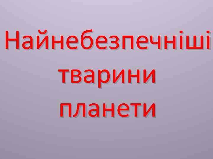 Найнебезпечніші тварини планети 