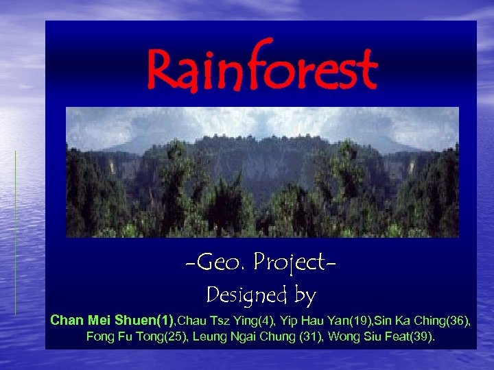 Rainforest -Geo. Project. Designed by Chan Mei Shuen(1), Chau Tsz Ying(4), Yip Hau Yan(19),