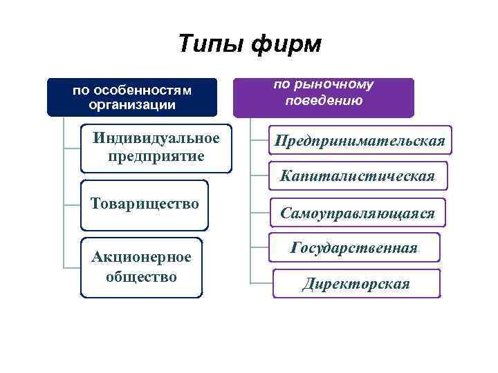 Предприятия и фирмы в экономике план