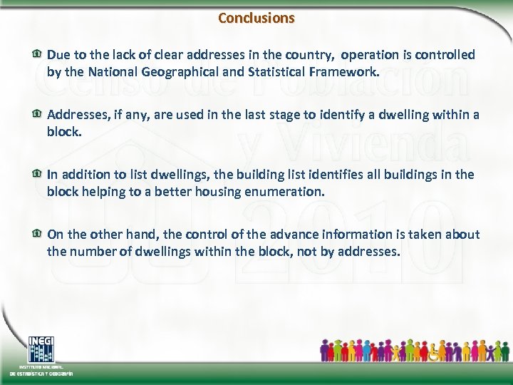 Conclusions Due to the lack of clear addresses in the country, operation is controlled