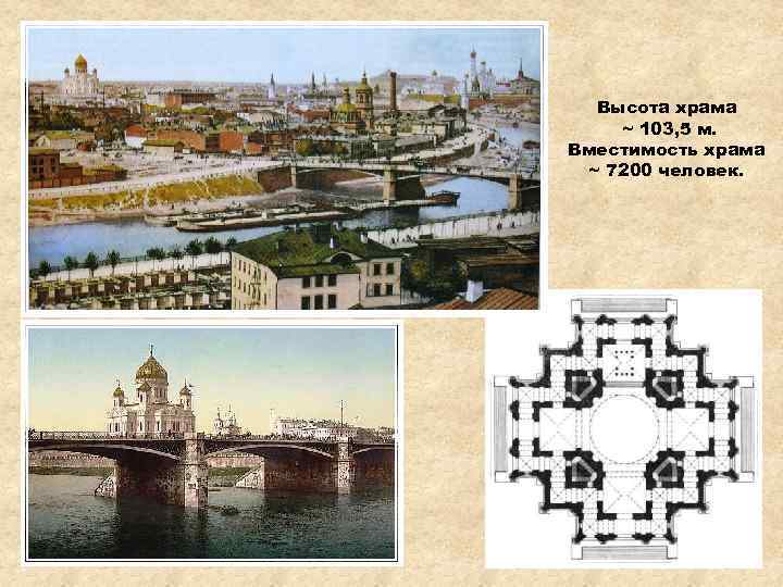 Высота храма ~ 103, 5 м. Вместимость храма ~ 7200 человек. 