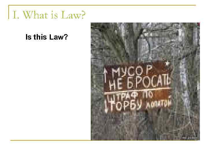 I. What is Law? Is this Law? 