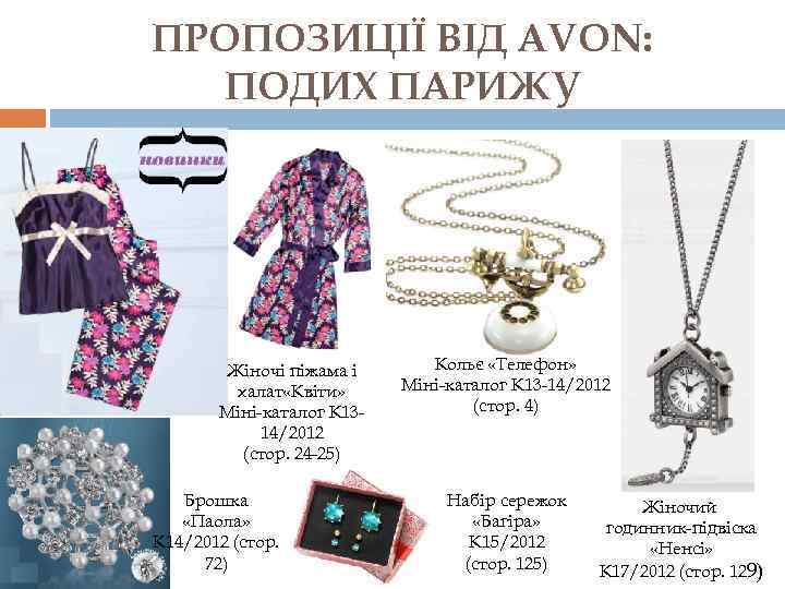 ПРОПОЗИЦІЇ ВІД AVON: ПОДИХ ПАРИЖУ Жіночі піжама і халат «Квіти» Міні-каталог К 1314/2012 (стор.