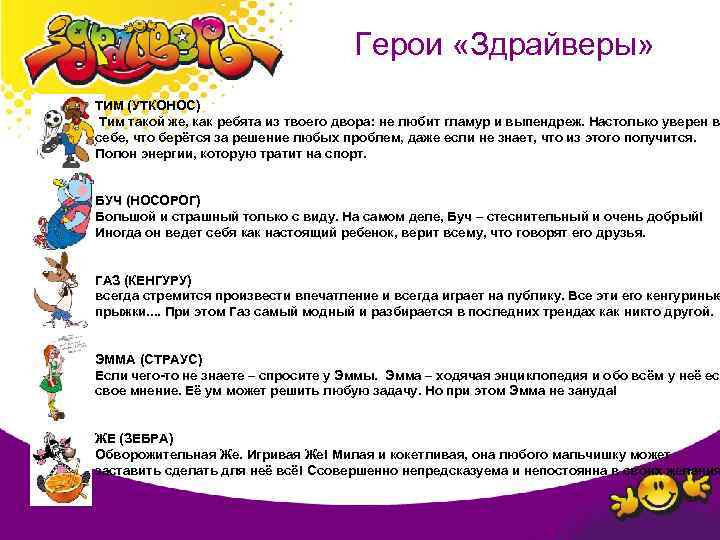 Герои «Здрайверы» ТИМ (УТКОНОС) Тим такой же, как ребята из твоего двора: не любит