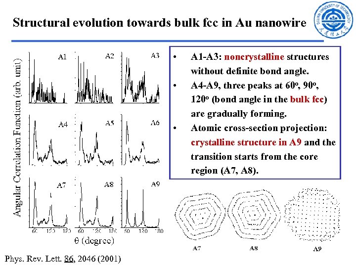 Structural evolution towards bulk fcc in Au nanowire • • • Phys. Rev. Lett.