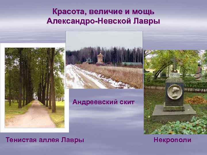 Красота, величие и мощь Александро-Невской Лавры Андреевский скит Тенистая аллея Лавры Некрополи 