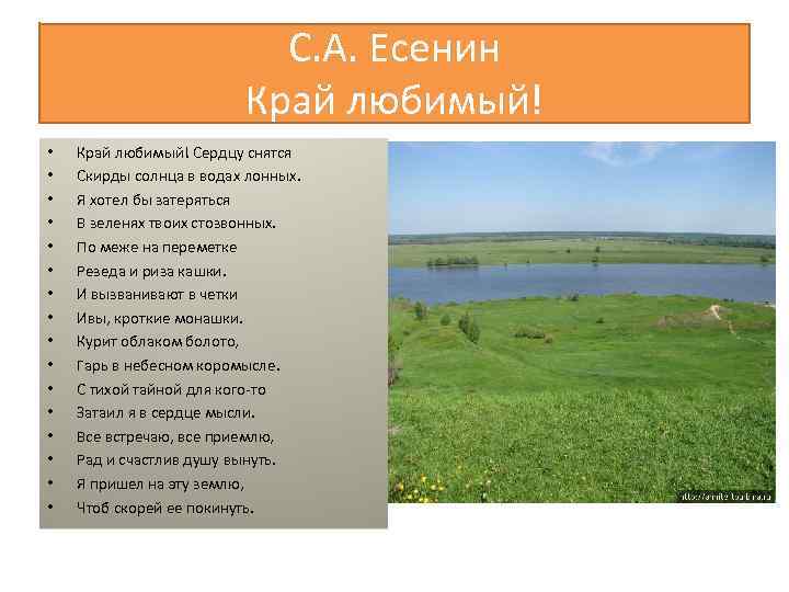 Тема стихотворения край любимый сердцу снятся