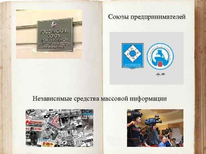 Союзы предпринимателей Независимые средства массовой информации 