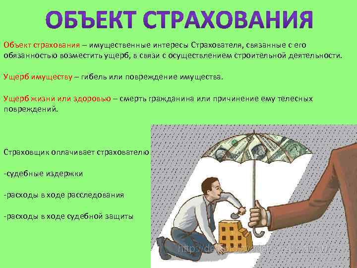 Объект страхования – имущественные интересы Страхователя, связанные с его обязанностью возместить ущерб, в связи