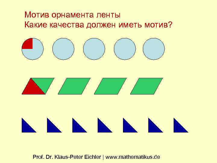 Мотив орнамента ленты Какие качества должен иметь мотив? Prof. Dr. Klaus-Peter Eichler | www.
