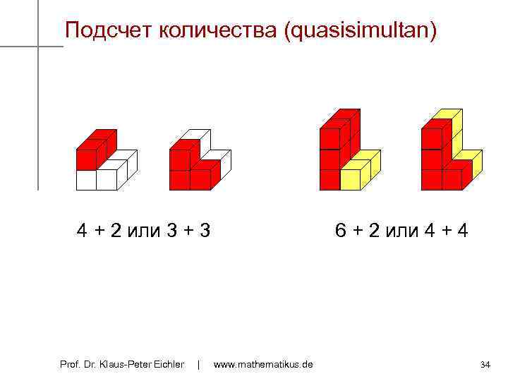 Подсчет количества (quasisimultan) 4 + 2 или 3 + 3 Prof. Dr. Klaus-Peter Eichler