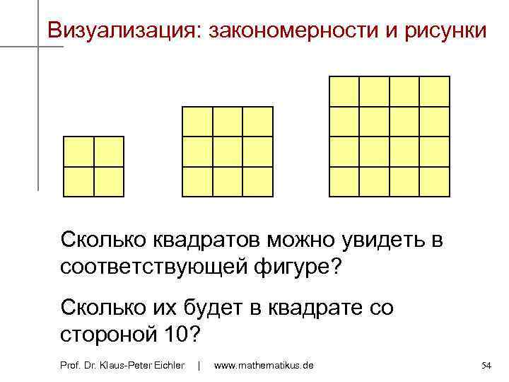 Посчитать сколько квадратов на каждом рисунке