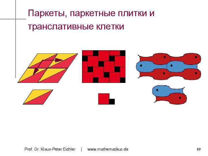 Паркеты, паркетные плитки и транслативные клетки Prof. Dr. Klaus-Peter Eichler | www. mathematikus. de