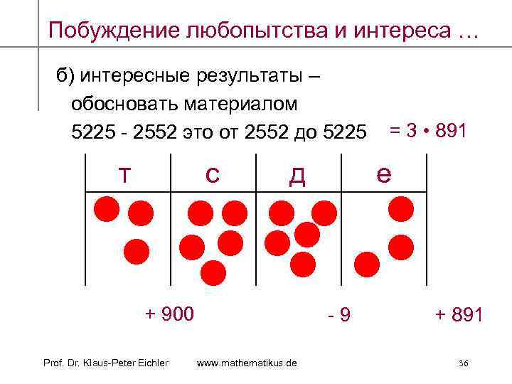 Побуждение любопытства и интереса … б) интересные результаты – обосновать материалом 5225 - 2552