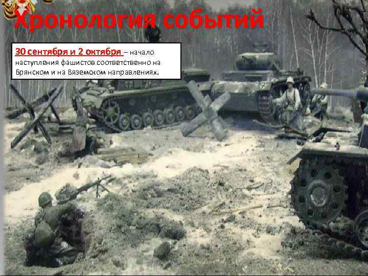 Хронология событий 30 сентября и 2 октября – начало наступления фашистов соответственно на Брянском