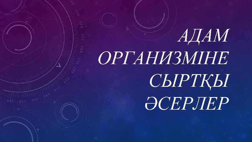 АДАМ ОРГАНИЗМІНЕ СЫРТҚЫ ƏСЕРЛЕР 