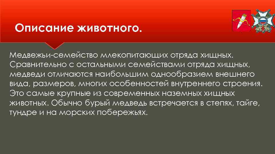 Описание животного. Медвежьи-семейство млекопитающих отряда хищных. Сравнительно с остальными семействами отряда хищных, медведи отличаются