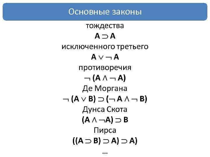Основные законы • 