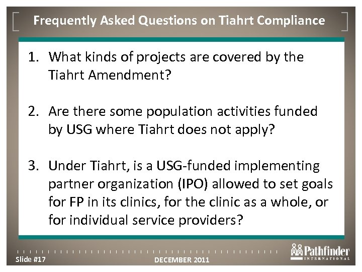 Frequently Asked Questions on Tiahrt Compliance Click to edit Master title style 1. What