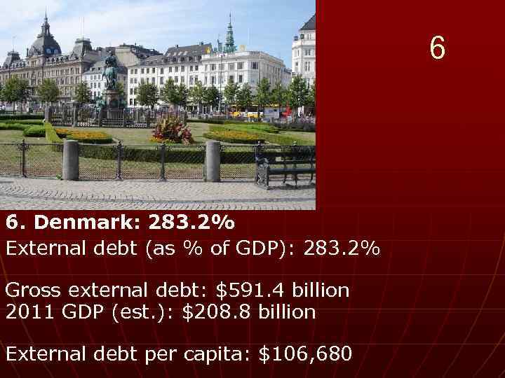 6 6. Denmark: 283. 2% External debt (as % of GDP): 283. 2% Gross