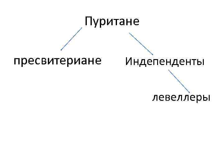 Пуритане пресвитериане Индепенденты левеллеры 