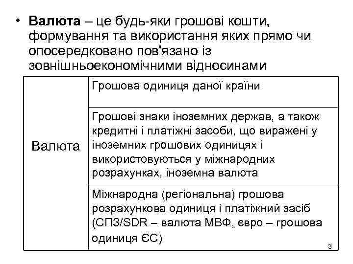  • Валюта – це будь яки грошові кошти, формування та використання яких прямо