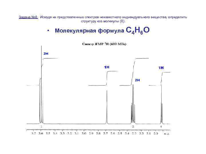 Задача № 6. Исходя их представленных спектров неизвестного индивидуального вещества, определить структуру его молекулы