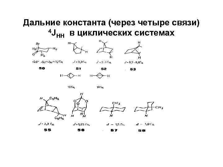 Дальние константа (через четыре связи) 4 J HH в циклических системах 