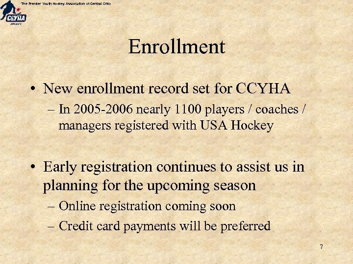 The Premier Youth Hockey Association of Central Ohio Enrollment • New enrollment record set
