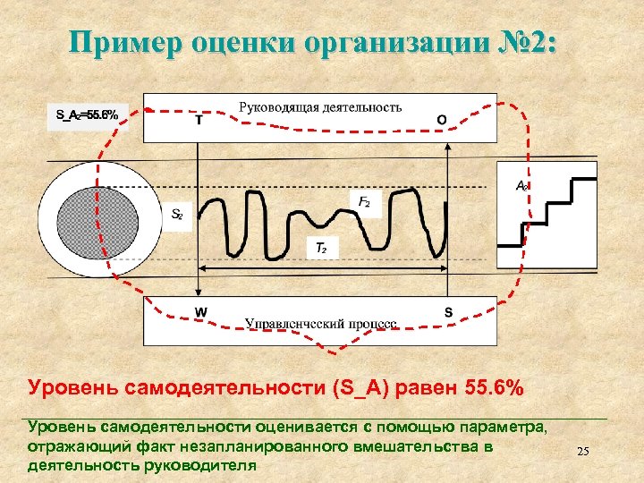 Пример оценки организации № 2: Уровень самодеятельности (S_A) равен 55. 6% Уровень самодеятельности оценивается